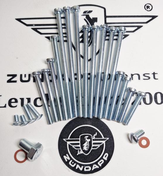 Zündapp Motorschrauben komplett Set für alle 3 Gang ab Bj. 1967 - 24 teilig !